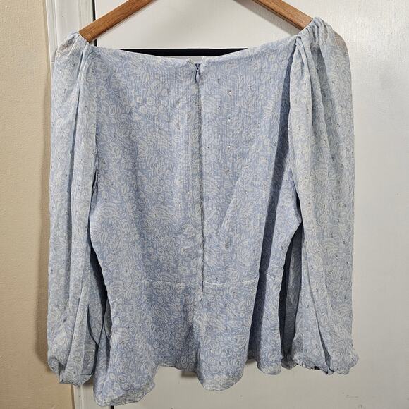 Express Peasant Balloon Sleeve Coquette Blouse Sz L Feminine Boho Soft Girl - Picture 7 of 8
